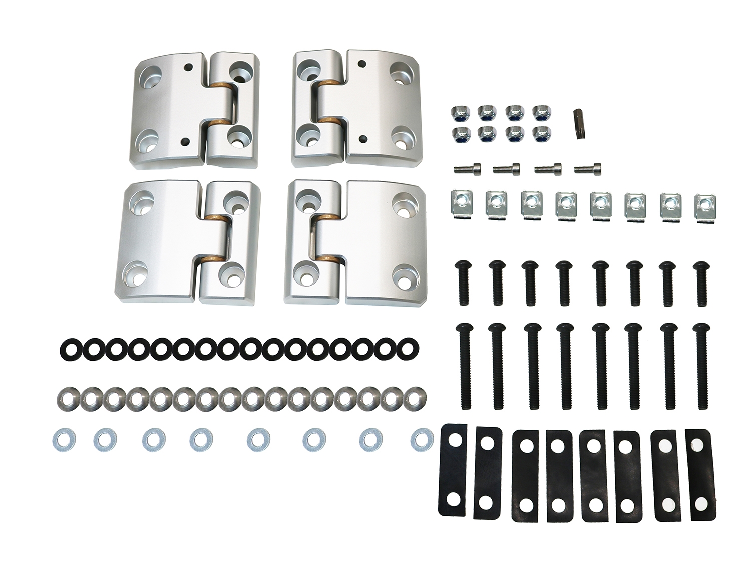 Defender Front Door Hinge Set Silver Billet Aluminium EXT01427
